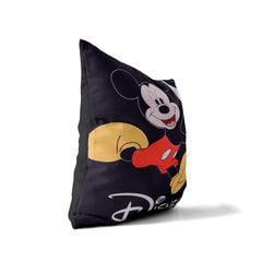 Heart Home Disney Team Minnie Mickey Print Silk Special Long Crush Cushion Covers (16"x16") Set of 3, Royal Blue & Red & Black- HEART1321