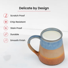 Heart Home Ceramic Aesthetic Coffee Mugs | Microwave, Dishwasher, Refrigerator Safe Single Coffee Cup & Mug | Hot & Cold Milk & Lemon Tea Large Cup | Striped Pattern - Multicolor