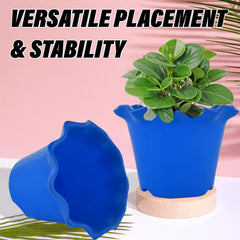 Kuber Industries Flower Pot | Flower Planter Pots for Indoor | Flower Pots for Outdoor | Pot for Garden & Balcony Flowering | Flower Plants Pot | Blossom Flower Pot | 8 Inch | Pack of 6 | Blue