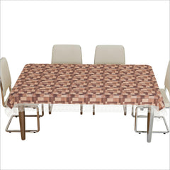 Heart Home Dining Table Cover | PVC Table Cloth Cover | 6-Seater Table Cloth | Table Protector Cover | Table Cover for Dining Table | New Check Table Cover | 60x90 Inch | DTC | Brown