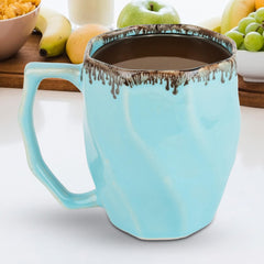 Kuber Industries Ceramic Aesthetic Coffee Mugs | Microwave, Dishwasher, Refrigerator Safe Single Cups & Mugs for Coffee | Hot & Cold Milk & Lemon Tea Large Cup | Turquoise