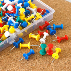 Kuber Industries Solid color Push Pins Tacks|Heavy-Duty Notice Board Pins 200" (Multi) (Pack of 5)