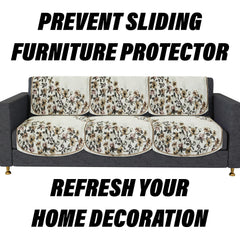 Heart Home Sofa Cover | Single Seater Sofa Slip Cover Set | Side Flower Sofa Cover | Velvet Couch Cover | Sofa Slipcover Set | Sofa Cover for Living Room | Cream