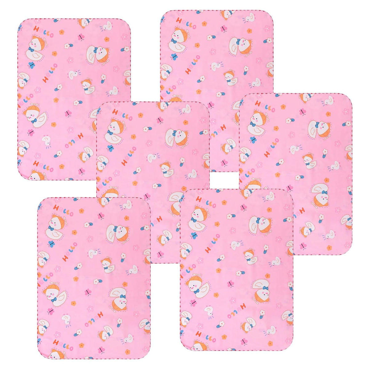 Kuber Industries Baby Waterproof matBed Protecter 50 x 70 CM-Pack of 6 (Pink)