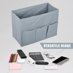 Heart Home Stationary Box | Non-Woven Files Organizer for Office | Desk Organizer | Stationary Organizer for Kids Room with 3 Compartment | Plain Storage Box | Small | Gray
