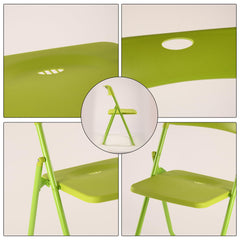 Kuber Industries Folding Chair for Home | Iron Frame & PP Plastic Seat | Lightweight, Portable, Balcony, Garden, Camping Chair | Anti Slip Legs | Indoor Outdoor Chair | Green | 44 * 42 * 75cm