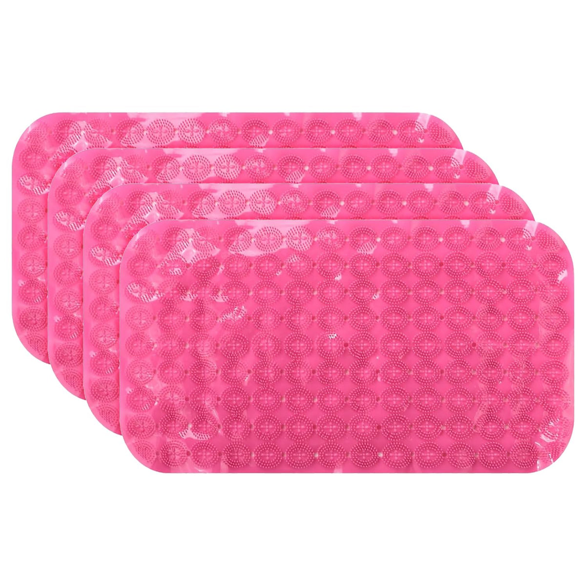 Kuber Industries Bath Mat | PVC Bathroom Mat | Shower Bath Mat | Floor Tub Mat | Foot Massager Mat | Anti-Skid Shower Bathroom Mat | B-02D |Pack of 4| Rose Red