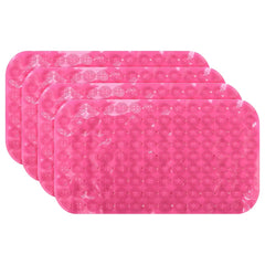 Kuber Industries Bath Mat | PVC Bathroom Mat | Shower Bath Mat | Floor Tub Mat | Foot Massager Mat | Anti-Skid Shower Bathroom Mat | B-02D |Pack of 4| Rose Red