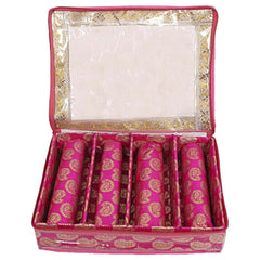 Heart Home Carry Design Laminated 4 Rod Box, Organizer For Bangle, Watches, Bracelets, Jewellery With Tranasparent Top (Pink)-47HH0110