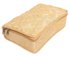 Kuber Industries Flower Design Portable Jewellery Organizer with 4 Tranasparent Pockets (Cream)-HS_38_LUGGAGE21150