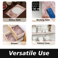 Heart Home Shelf Liner | Kitchen Cabinet Shelf Protector | Kitchen Liners for Cabinets and Drawers | Drawer Liner Mat | Marble Shelf Liner Cabinet Mat | 10 MTR | Brown