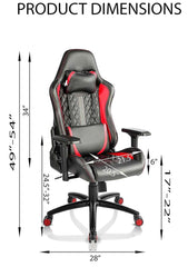 Kuber Industries Ergosmart PC Gaming Chairs with 3D Armrest & Wheels | Comes with Headrest, Lumbar Support Cushions & Footrest | Comfortable Chair for Long Sitting & Back Pain Relief | Black & Red