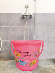 Kuber Industries Floral Print Unbreakable Strong Plastic Bathroom Bucket 16 LTR (Pink) -CTKTC042838