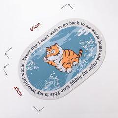 Urbane Home Bath Mat | PVC Bathroom Mat | Shower Bath Mat | Floor Tub Mat | Diatom Mud Oval Mat | Anti-Skid Shower Bathroom Mat | CF-220803 | Blue