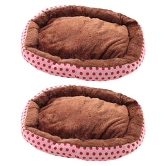 Kuber Industries Dog & Cat Bed|Soft Plush Top Pet Bed|Oxford Cloth Polyester Filling|Medium Washable Dog Bed|Circular Cat Bed with Rise-Edge Pillow|QY039PC-L|Pink & Coffee(Pack of 2)
