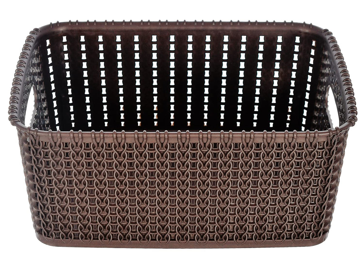 Heart Home Multiuses Large M 20 Plastic Tray/Basket/Organizer Without Lid (Brown)