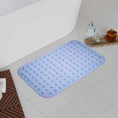 Heart Home Bath Mat | PVC Bathroom Mat | Shower Bath Mat | Transparent Round Floor Tub Mat | Foot Massager Mat | Anti-Skid Shower Mat with Drain Holes | Blue