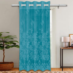 Heart Home Door Curtain|Darkening Door Curtains|Premium Drapes for Bedroom|Sheer Curtain with 8 Rings|Parda for Living Room|Net Frill Door Curtain|7 Ft|SY27|Green