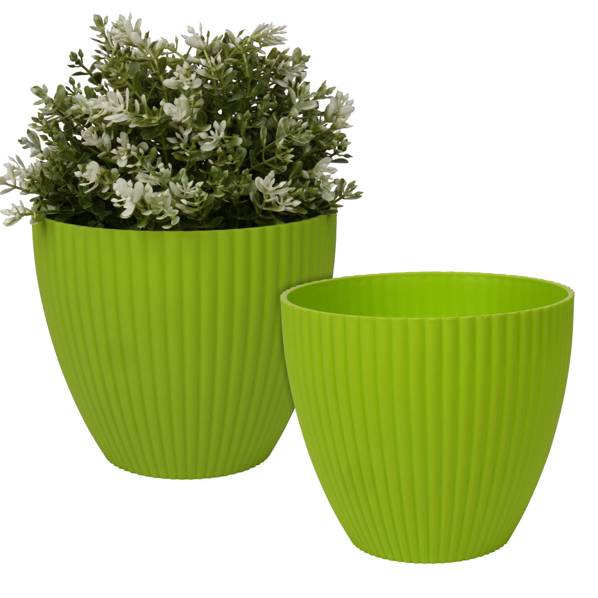 Heart Home Flower Pot | Flower Planter Pots for Indoor | Flower Pots for Outdoor | Pot for Garden & Balcony Flowering | Flower Plants Pot | Mega Flower Pot | 6 Inch | Pack of 2 | Green