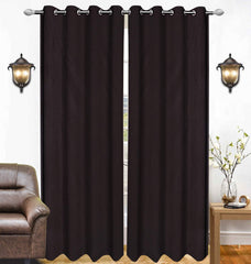 Kuber Industries 6 Pieces Polyester Eyelet Door Curtain 7 Feet (Brown)-Ctktc14341