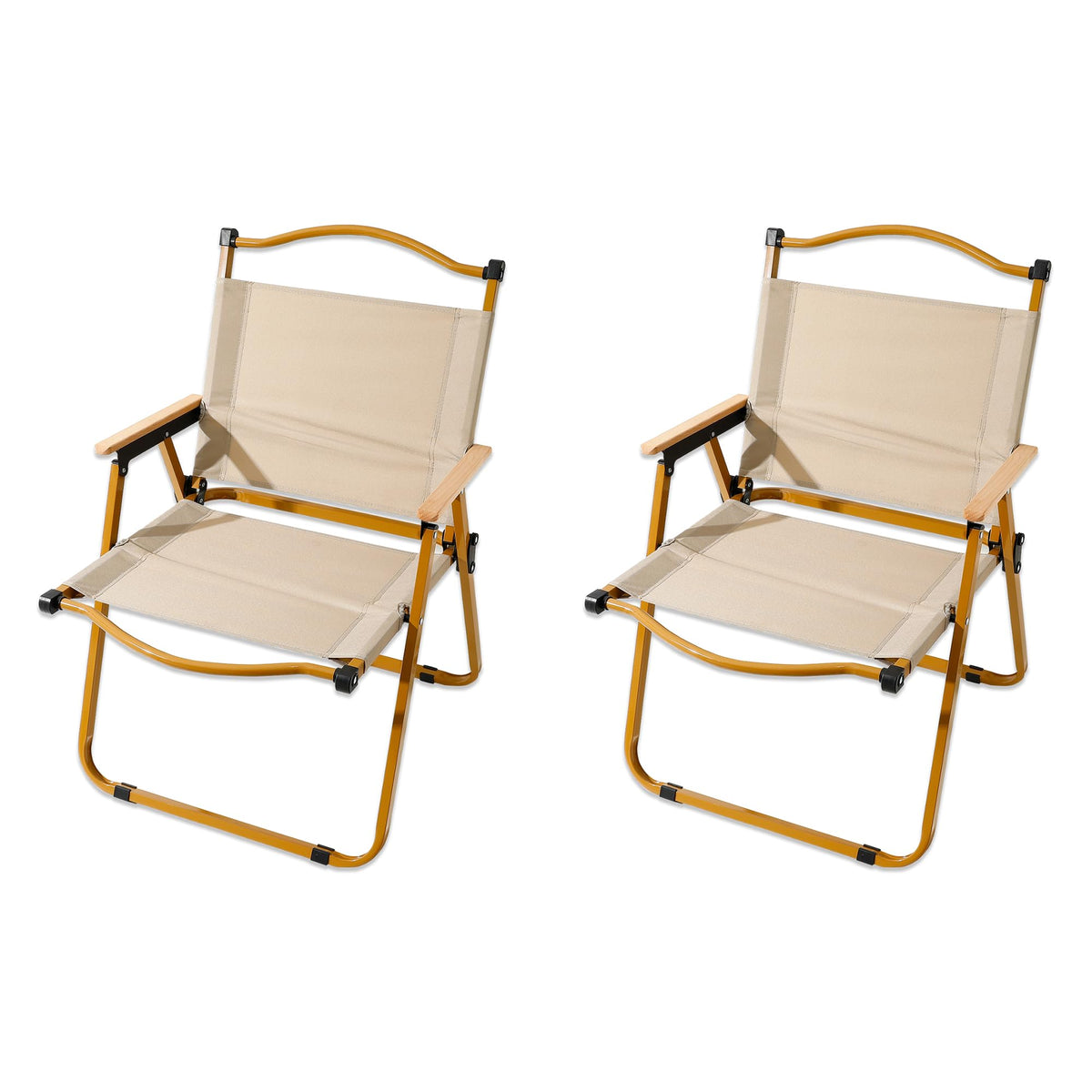 Kuber Industries (Set of 2) Portable & Foldable Chair for Travelling - Camping Cloth Kurchi for Outdoor Beach & Home Aram - Khaki