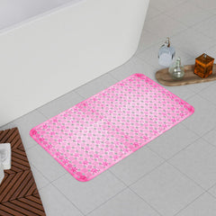 Heart Home Bath Mat | PVC Bathroom Mat | Shower Bath Mat | Transparent Round Check Floor Tub Mat | Foot Massager Mat | Anti-Skid Floor Shower Mat | Pack of 2 | Multi
