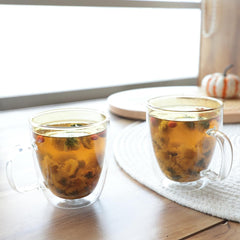 Kuber Industries 6 Pcs Glass Coffee Mugs | Borosilicate Double Walled Glass Mug | High Heat Resistant | Microwave and Dishwasher Safe | 400 ML | Pack of 3 | Yellow