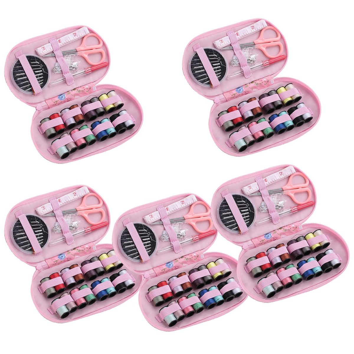 Kuber Industries Multifunctional Sewing Kit Set Of 43|Silai Machine Tools With Polyester Thread|Steel Secissors & Needles-Pack of 5 (Black)