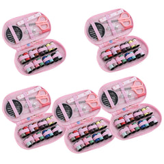 Kuber Industries Multifunctional Sewing Kit Set Of 43|Silai Machine Tools With Polyester Thread|Steel Secissors & Needles-Pack of 5 (Black)
