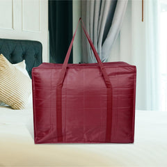 Heart Home Storage Attachi Bag | Parachute Travel Storage Bag | Underbed Storage Bag | Storage Organizer for Clothes | Zipper Closure Blanket Bag with Handle | Small | Pack of 2 | Maroon