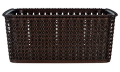 Heart Home Multipurposes Large & Small Size M 20-15 Plastic Basket, Organizer for Kitchen, Countertops, Cabinets, Bathroom Without Lids- Set of 2 (Brown) -46KHH0134