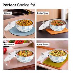 Kuber Industries Pack of 6 Stainless Steel Insulated Hotpot Roti Box with Transparent Glass Lid - 1.5L Chapati Casserole for Serving -Light Blue