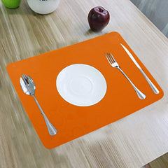 Kuber Industries Circle Design PVC 6 Piece Table Place Mat Set - Orange