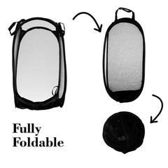 Kuber Industries Laundry Basket | Net Foldable Laundry | Nylon Storage Basket with Handle | Clothes Basket for Toy Storage | 30 LTR | Pack of 2 | Black