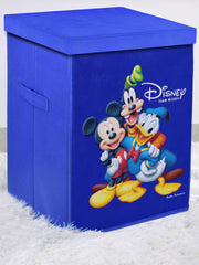 Kuber Industries Disney Team Mickey Print Non Woven Fabric Foldable Laundry Basket, Toy Storage Basket, Cloth Storage Basket with Lid & Handles (Set Of 2, Royal Blue)-KUBMART1215
