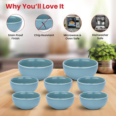 Heart Home 20 Pcs Ceramic Dinner Set | Dishwasher & Microwave Safe | Crockery Set for Dining & Gifting | 6 Pcs Full Plates & 6 Pcs Half Plate & 2 Pcs Serving Bowl & 6 Pcs Bowl | Blue