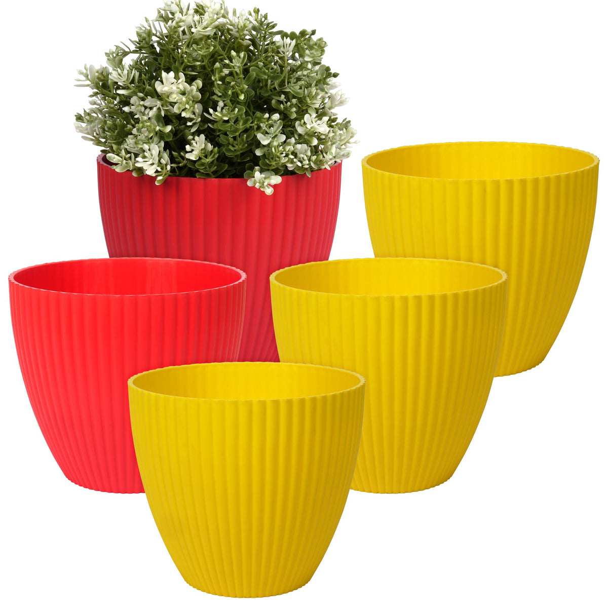 Heart Home Flower Pot | Flower Planter Pots for Indoor | Flower Pots for Outdoor | Pot for Garden & Balcony Flowering | Flower Plants Pot | Mega Flower Pot | 6 Inch | Pack of 5 | Multi