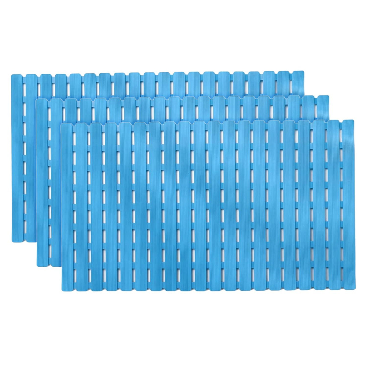 Kuber Industries Bath Mat | PVC Bathroom Mat | Shower Bath Mat | Floor Tub Mat | Bathroom Mud Mat | Anti-Skid Shower Bathroom Mat | JL-01A |Pack of 3| Blue