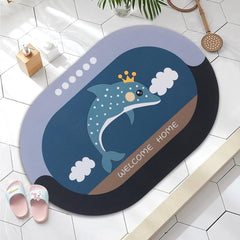 Kuber Industries Bath Mat | PVC Bathroom Mat | Shower Bath Mat | Floor Tub Mat | Diatom Mud Oval Mat | Anti-Skid Shower Bathroom Mat | CF-220821 |Pack of 4| Multi