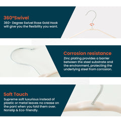 Heart Home PP Cloth Hanger Set of 5 With Zinc Plated Steel Hook (White)