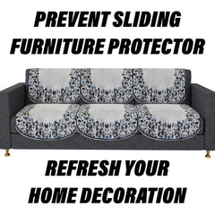 Heart Home Sofa Cover Set | Sofa Slip Cover Set | Blue Digital Leaf Sofa Cover | Velvet 5 Seater Couch Cover | Sofa Slipcover Set | Sofa Cover for Living Room | Gray