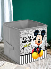 Kuber Industries Disney Mickey Printed Non-Woven Foldable Storage Bin/Cube/Organizer For Toys, Clothes And Books With Handles- Pack of 2 (Grey) -HS43KUBMART26272