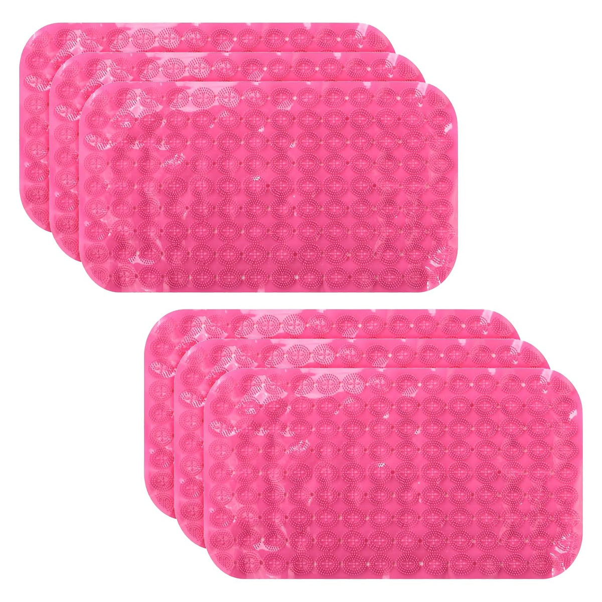 Kuber Industries Bath Mat | PVC Bathroom Mat | Shower Bath Mat | Floor Tub Mat | Foot Massager Mat | Anti-Skid Shower Bathroom Mat | B-02D |Pack of 6| Rose Red