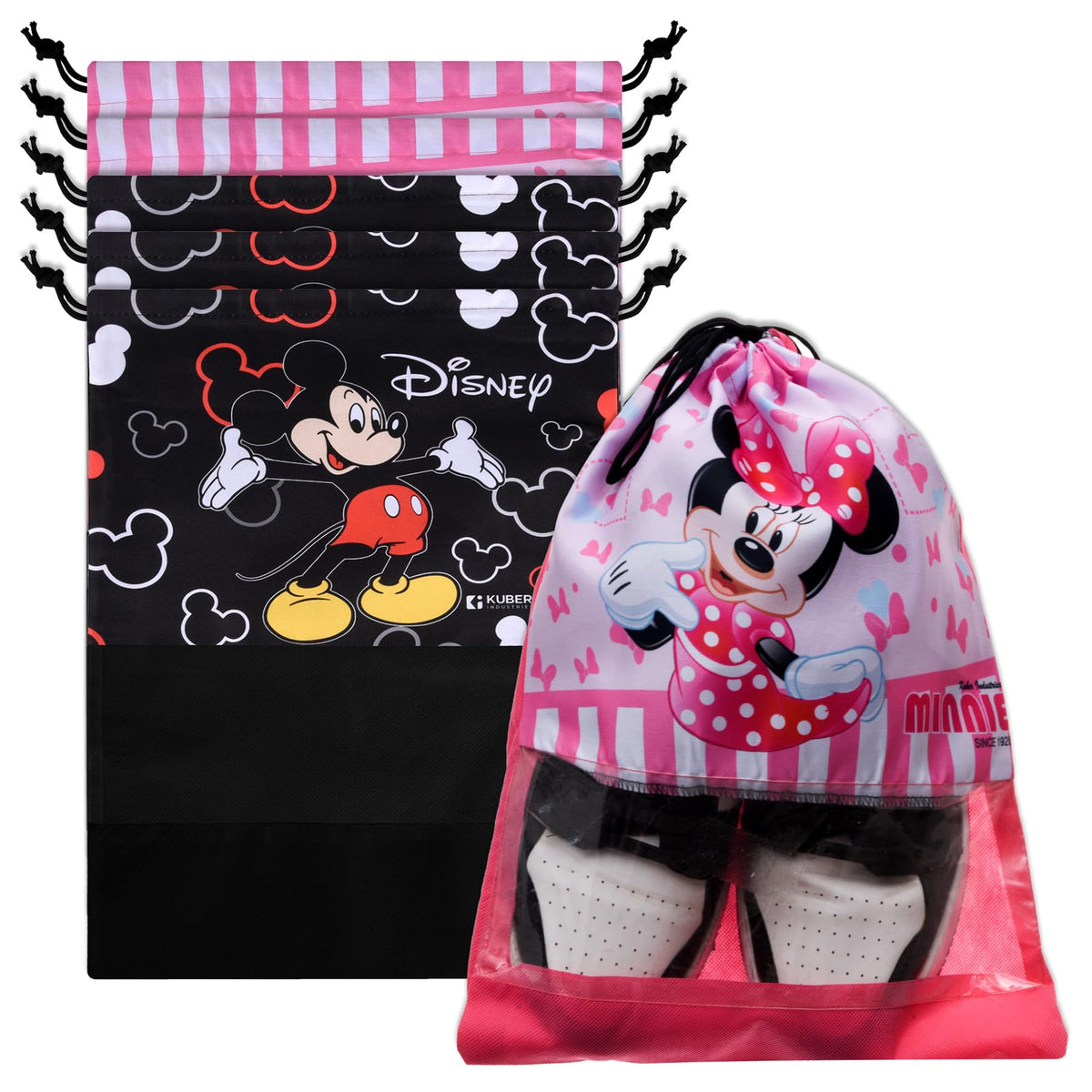 Heart Home Shoe Cover | Travel Shoe Storage Bags | Polyester Storage Bag | Drawstring Shoe Cover | Shoe Organizer with Clear window | Pack of 6 | Multi