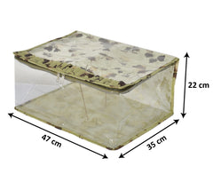 Heart Home Leaf Printed Laminated Transparent Waterproof Storage Bag/Organiser/Underbed For Saree, Lahenga, Cloths, Bedsheets (Green)-HS43HEARTH26128