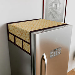 Kuber Industries Fridge Top Cover | Fridge Top Cover with Pockets | Refrigerator Top Cover for Kitchen | Fridge Top Cover with 6 Utility Pockets | Carry Fridge Cover | Golden
