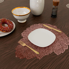 Heart Home Placemat | Placemats for Dining Room | Designer Table Mat Set | Placemats for Kitchen Table | Side Table Placemats | Patta Shape Placemat | 6 Piece Set | Copper