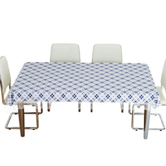 Kuber Industries Dining Table Cover | PVC Table Cloth Cover | 6-Seater Table Cloth | Table Protector Cover | Table Cover for Dining Table | Blue Check Table Cover | 60x90 Inch | DTC | White