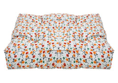 Kuber Industries Flower Printed Microfiber Square Chair Pad Seat Cushion for Rocking Chair, Office Chair, Dinning Chair, Indoor/Outdoor, 18 * 18 Inch- Pack of 2 (White)