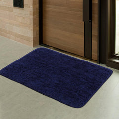 Kuber Industries Microfiber Doormats|Water Absorbant|Soaking Fluffy Velvet Floor mat|Entrance Mat for Kitchen,Bedside,Door,Living,Prayer Room,60x40 cm,Pack of 2 (Blue & Black)